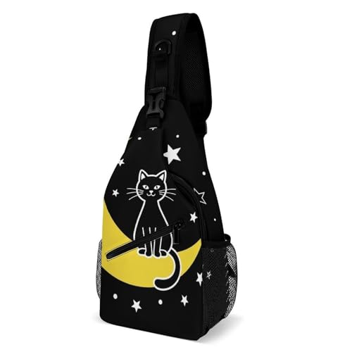 Sacoche bandouliere élégant chats de la lune noir polyvalent