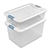 Sterilite 4 Pack Latching Box, 64 Qt Plastic Storage Container, Stackable Large Home or Office Tote Organizers with Secure Lids, White