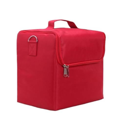 DANNMPX Esmaltes Uñas Caja De Almacenamiento Cosméticos Esmalte Uñas con Compartimentos Suministros Organizador(Rot)