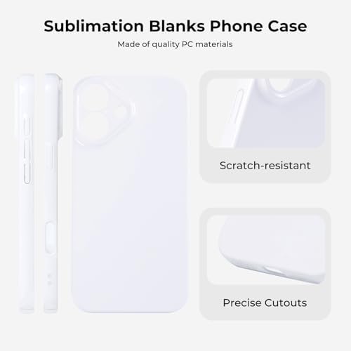 HTVRONT 6Pack Sublimation Phone Case Blanks Bulk Compatible with iPhone16, Hard Sublimation Customize Phone Case - Glossy Sublimation Blanks Custom Phone Cover - Cell Phone Coated Basic Cases