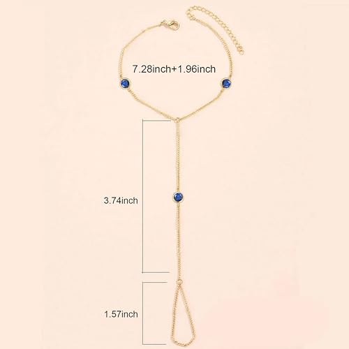 Image of Long tiantian Hand Chain Bracelet Gold Link Finger Ring Slave Bracelet