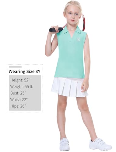 Image of EXARUS Girls Golf Polo Tennis Shirts Sleeveless Kids V-Neck Tank Tops