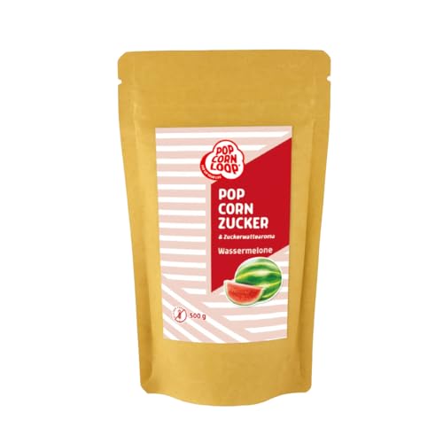Popcornloop® Popcorn und Zuckerwatte Zucker WASSERMELONE Aroma 500gr perfekt geeignet für Zuckerwatte und Popcorn zum zubereiten Zuhause Süßes Premium Zuckeraroma