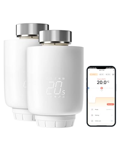DEWENWILS Lot de 2 Tête Thermostatique Connectée et Intelligente WiFi, Thermostat Radiateur Connecté, Programmabile e Compatibile Con Alexa e Google Assistant, Controllo tramite App Tuya