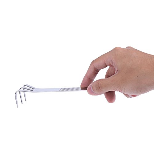 Gloglow Gardening Rake, 3-Prong Stainless Steel Loosen Soil Root Rake, Gardening Soil Farming Bonsai Tree Tools With Ergonomic Handle #TOP7