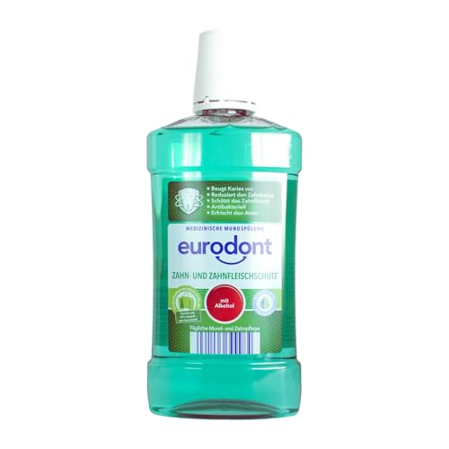 eurodont Zahn- und Zahnfleischschutz medizinische Mundspülung mit Alkohol beugt Karies vor reduziert den Zahnbelag schützt das Zahnfleisch antibakteriell 500 ml