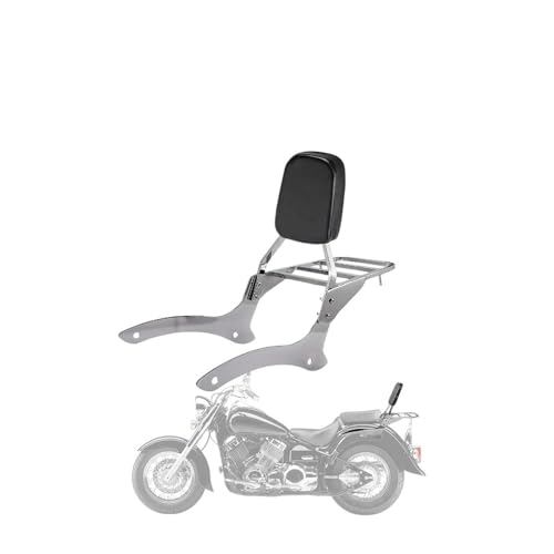 Sissy bar Vstar 1100 avec porte-bagages en acier chromé et coussin confort durable