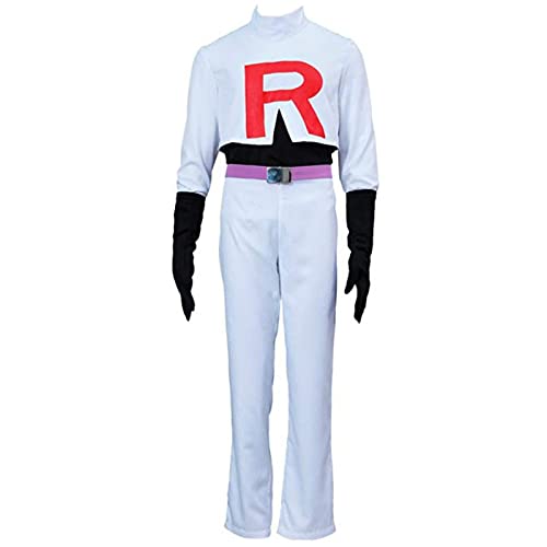 Jessie and James Cosplay Costume Halloween Team Rocket Full Set Outfit for Men Women (X-Large, James)
