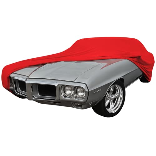 Image of SR1 USA 1967-1969 Firebird Car Cover - Custom Fit Indoor Protection Ultraguard Stretch Satin - The Ultimate High End Fit for Classic Pontiac Fire Bird (Red)