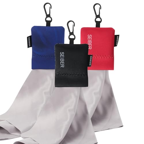 SEIBER Eyeglass Cleaning Microfiber Cloth, 7x7 inch, 3PCS, BK Blue Red