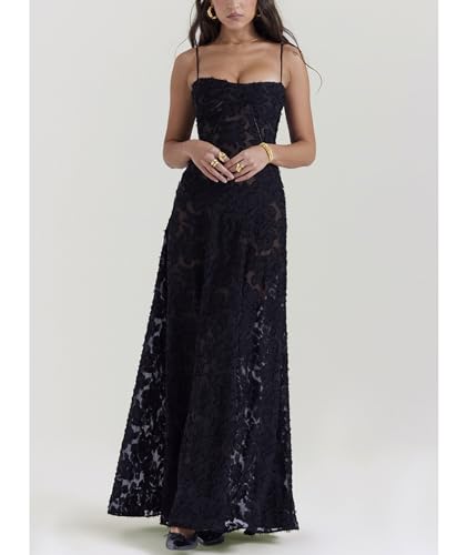 Image of ECDAHICC Women's Summer Boho Cowl Neck Floral Cocktail Party Maxi Dresses High Waist Ruffled Beach Sundress