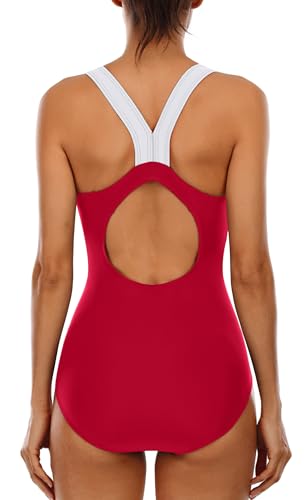 Image of beautyin Women's Colorblock Slimming One Piece Swimsuit Cross Back Bathing Suit