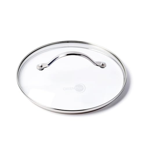 GreenPan 8.5 Universal Glass Lid with Stainless Steel Handle Tempered Glass Lid for Frying Pan Skillet PFAS-Free