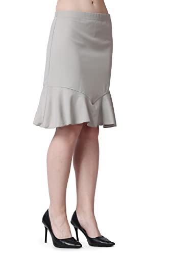 Image of POPWINGS Casual Twill Frill Knee Length Pencil Skirt for Women || Stylish Summer Skirt for Women || Knee-Length Skirt for Women || Semi-Formal Women Skirt