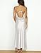 Summer Satin Spaghetti Strap Cowl Neck Backless Midi Dresses for Women Elegant Tie Low Back Ruched Cocktail Dress White