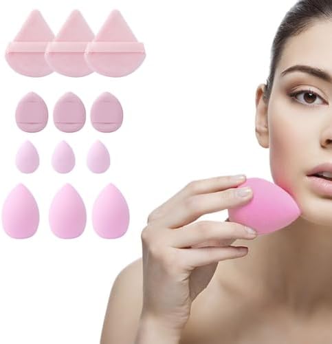 Makeup Sponge, 12 Pieces, Makeup Sponge Set, Beauty Blender, Triangular Powder Sponge, for All Kinds of Liquid and Cream Cosmetics
