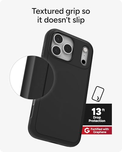 Image of ZAGG Sedona Snap Case for iPhone 17 Pro Max - Flood Black, Drop Protection (13ft /4m), Graphene-Reinforced Multi-Layer Protection, MagSafe Phone Case with Impact-Absorbing Bumpers, Slim & Lightweight