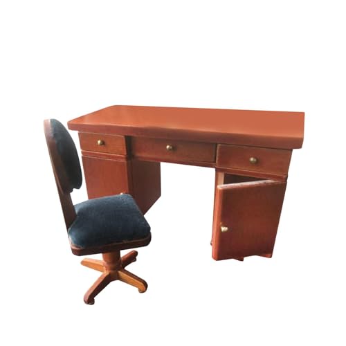 Muebles de oficina en miniatura para casa de muñecas con escritorio infantil de madera