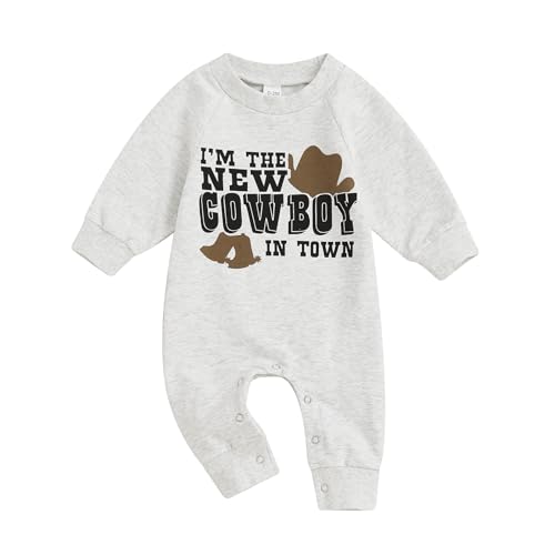 Sasaerucure Infant Baby Boy Western Clothes Newborn Cowboy Baby Outfit Baby Boy Long Sleeve Romper Winter Onesie
