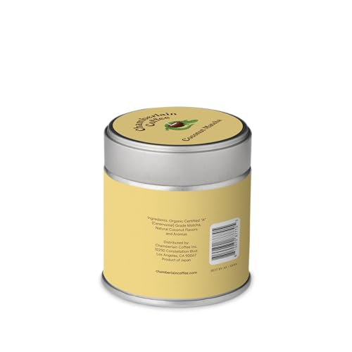 Image of Chamberlain Coffee Limited Edition Coconut Matcha Ceremonial Grade Green Tea Powder - Antioxidant Rich, L Theanine, Calm Energy, Signature Vegan Matcha Powder - Premium First Harvest Japanese Green Tea - 30g