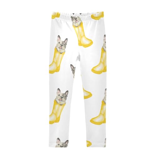 Dog in Wellies Girls Leggings,Workout Leggings for Girls Toddler Athletic Legging Size for 3-10T