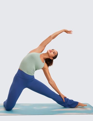 Image of CRZ YOGA Seamless Rib Racerback Tank Tops | Light Support, Built in Bra, Removable Pads, Yoga, Ribbed, High Neck, for Women