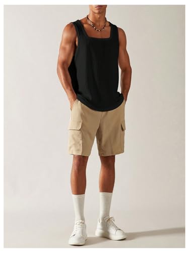 Verdusa Men's Sleeveless Square Neck Waffle Basic Tank Tops Undershirt3