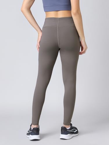 Image of TECHNOSPORT Women's Solid Slim Fit ELASTOPLUS Tights High Waist Polyester Gym Leggings for Yoga Running Workout UPF50+ Anti Odour