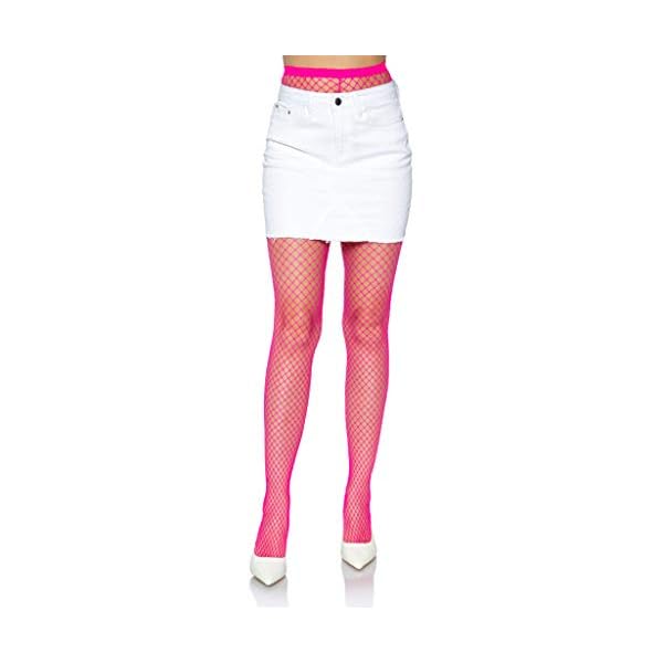 Leg Avenue Women's Spandex Industrial Net Pantyhose Hosiery, Neon Pink, One Size