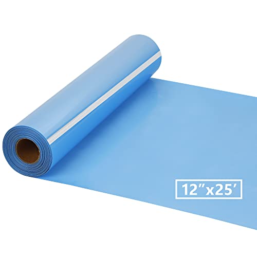 HTV Iron on Vinyl 12Inch by 25ft Roll HTV Heat Transfer Vinyl for T-Shirt HTV Vinyl Rolls for All Cutter Machine - Easy to Cut & Weed for Heat Vinyl Design (Sky Blue 25ft)