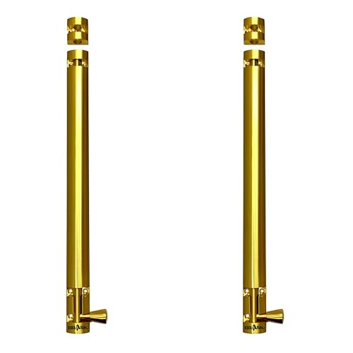 Image of inchBRASK inch Brass Tower Bolt Xylo Heavy - Golden Satin Finish with Screws | Door Latch - Chitkani for Doors & Windows | Xylo Heavy Tower Bolts | Kundi /Chitakni /Latch /Chitkini (12 Inches, 2, Piece)