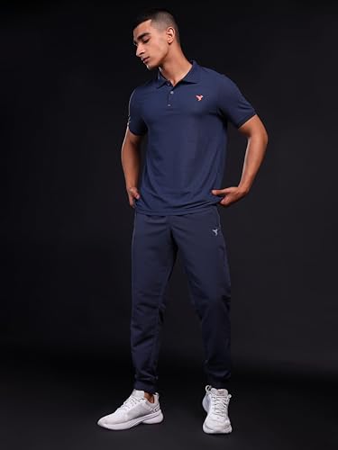 Image of TECHNOSPORT Men's Polyester Slim Fit Self-Design Short Sleeve Polo Matpiq T-Shirt with Anti Microbial, Techno Dry for Regular and Casual Use