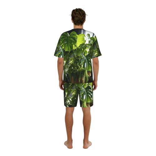 Pijama transpirable de hombre de 2 piezas Monstera Deliciosa premium 2