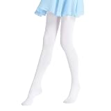 Generisch Medias de danza para niña, mallas de ballet, elásticas, suaves, cómodas, prácticas de verano, Blanco, 12-14 años