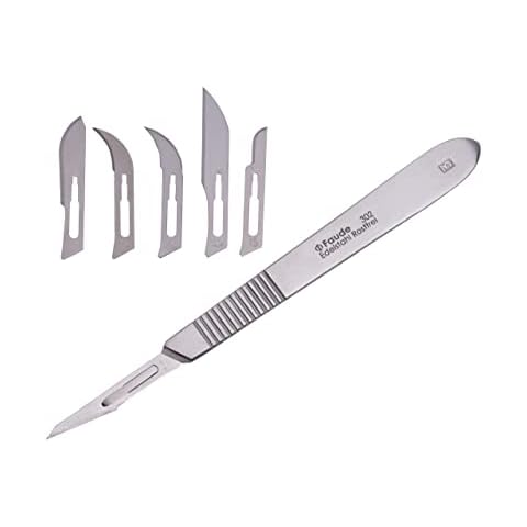 Faude Skalpell-Set, Bastelmesser, Skalpell-Halter Nr.3 flach, mit verschiedenen Wechselklingen Nr.10,11,12,14,15,16 (Skalpell-Set mit flachem Halter Nr.3) Cover