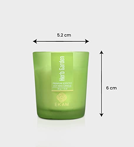 Image of EKAM Herb Garden Votive Soy Wax Scented Candle, 40 Grams, 10 Hours Burn Time| Long Lasting Premium Candles | Ideal for Home Decor | Gifting & Aromatherapy (Pack of 9)