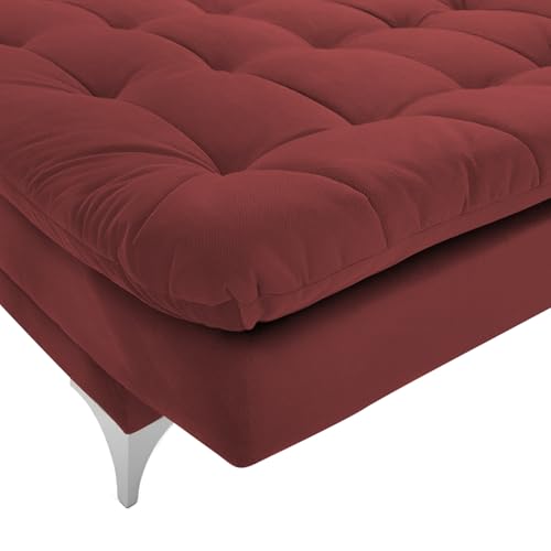 Image of Krancy Solid Wood 3 Seater Sofa Cum Bed with Ottomon | Convertible Wooden Couch for Living Room, Home & Office | Modern Designer Furniture | 1 Year Warranty | Maroon Color