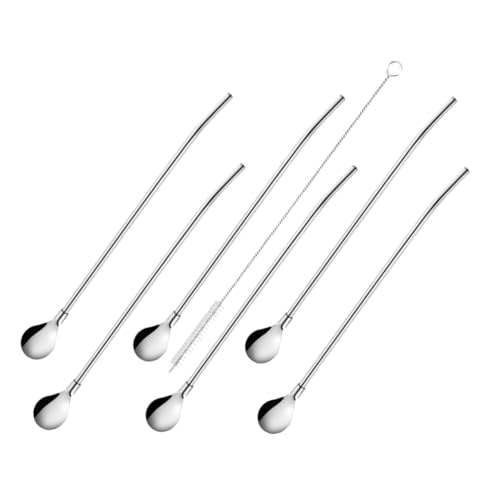 BEBEMOKO Portable Mixing Spoon Straw Household Spoon Set 304 Stainless for Cafe Restaurant