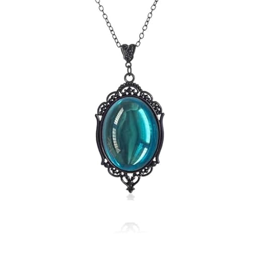 Collares de mujer, Collar con Colgante de Camafeo Vintage Gótico, Collar Colgante de Halloween, Camafeos Colgante, para Juegos de Rol de Brujas y Vampiros de Halloween (Azul lago) | Ya disponible en tu tienda friki favorita! En mundofriki.es!