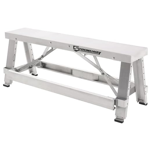 Strongway Adjustable Drywall Bench - 500-Lb. Capacity Top, 250-Lb. Capacity Side Step, 18in. to 30in.