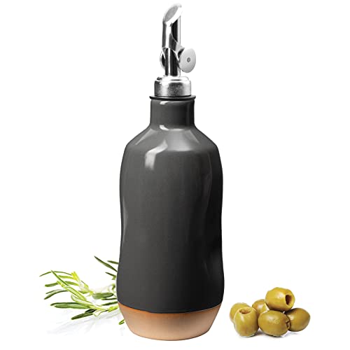 Olive Oil Dispenser Bottle Stoneware Ceramic, Cruet Protects to Reduce Oxidation, Suitable For...
