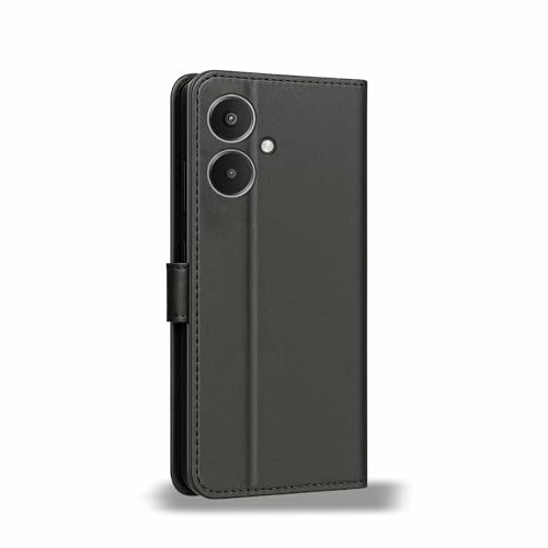 Image of AIBEX Shock Proof Flip Compatible for Redmi 13C 5G Flip Cover Leather Finish | Inside TPU with Card Pockets | Wallet Stand | Complete Protection Flip Case- Black