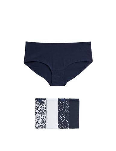 Image of Marks & Spencer Lycra Womens Cotton Blend Printed Low Rise Knicker Short (Pack of 5)