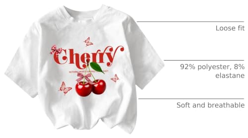 Image of RoseSeek Girl's Graphic Drop Shoulder Star Print Tee Tops Short Sleeve Crew Neck Summer Shirts
