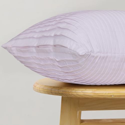 Image of HOME COLORS.IN Cotton Plain Double Side Pleated Cushion Cover - Set of 2-18 x 18 Inch - Thistle Violet