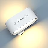 HAUSPROFI LED Wandleuchte Innen, Akku Wandlampe Kabellos Magnetkugellampe mit Zwei LED Einheiten 3 Farbmodi 4 Helligkeit 360° drehbar Touch Control Mit Fernbedienung LED Wand Licht für Zimmer Flur