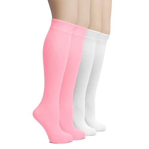 Image of Hugh Ugoli Women's Rayon Derived from Bamboo Knee High Socks Comfort Seam Long Dress Socks, Shoe Size 5-8 /8-11, 4 Pairs