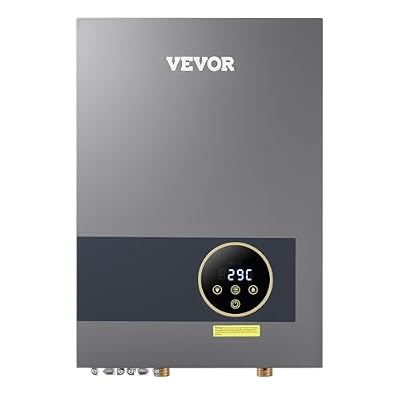 VEVOR Tankless Water Heater Electric, 36KW 240V Black Instant Water Heater, LCD Touch Screen, Digital Temperature Display, Child Security Lock, On Demand for Bathroom, Kitchen, Shower, Mall, Salon