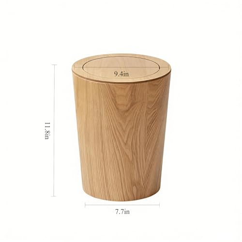 Caneca de basura de madera redonda con tapa miniatura 2