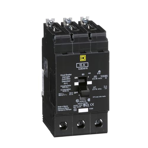 Schneider Electric EJB34015 Miniature Circuit Breaker 480Y/277-Volt 15-Amp for Residential Electrical Boxes Best-Selling